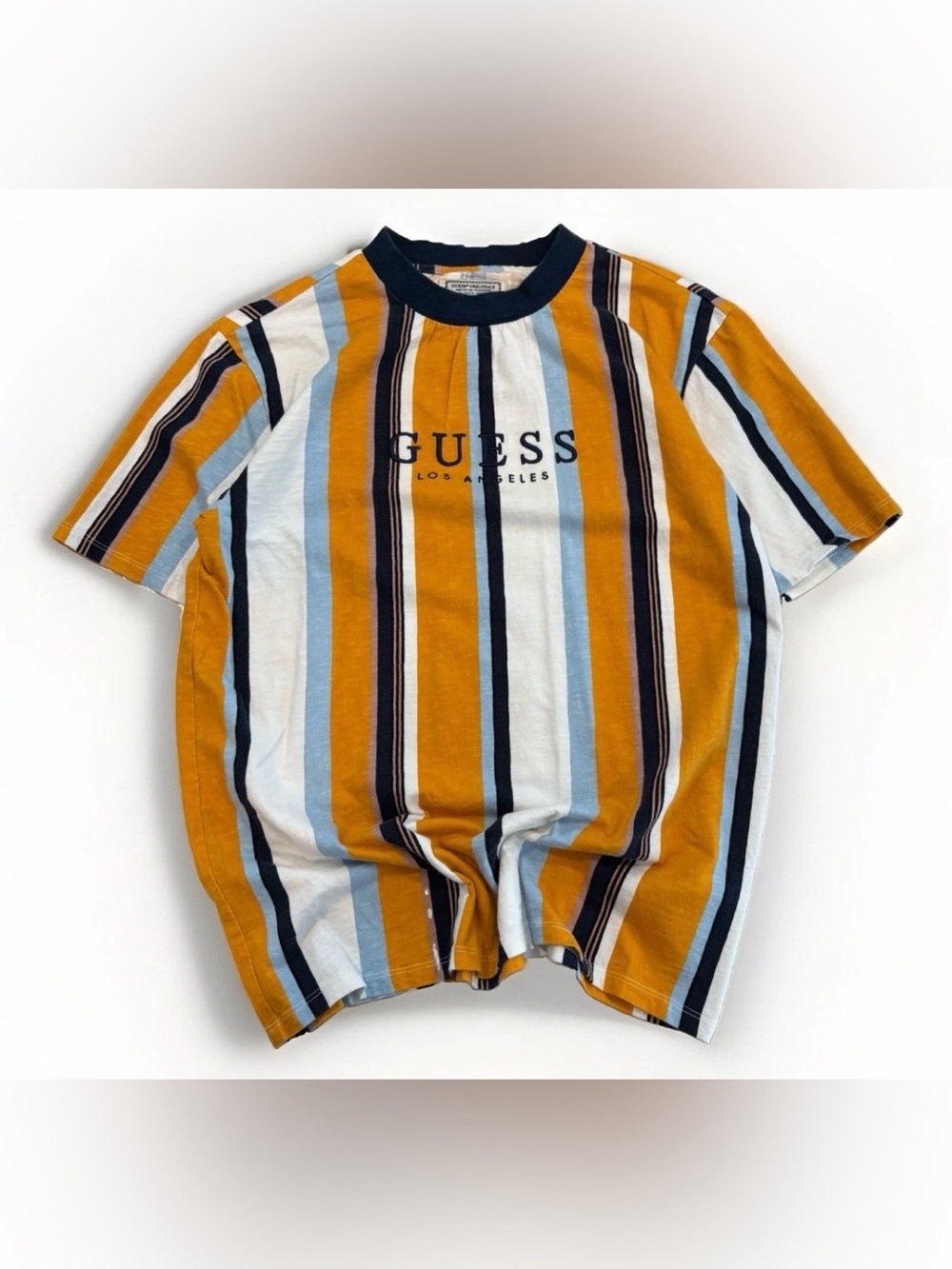 Vintage Guess Striped T-Shirt Orange Rare Size X-Small 90s Streetwear Crewneck
